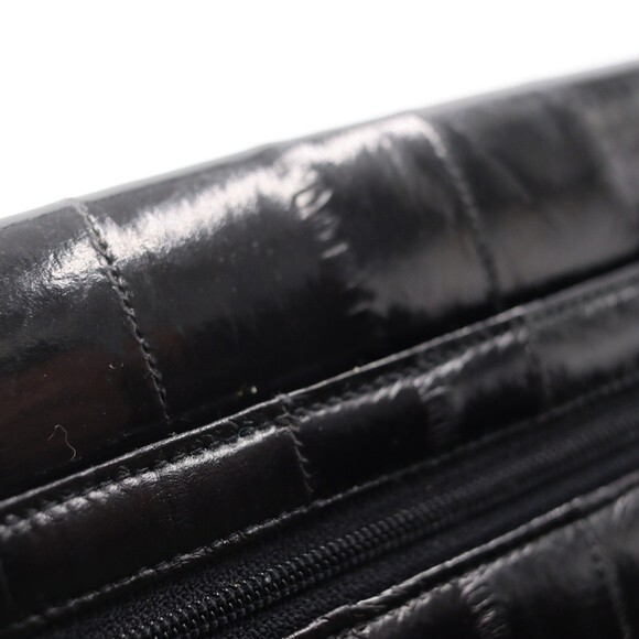 Vintage Eel Skin Black Leather Clutch Purse Handbag Beautiful Retro 1950s Bag - Picture 6 of 16